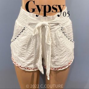 Gypsy 05 White Textured Shorts with Red and Black Accents